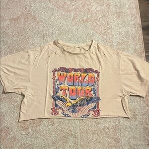 Altar'd State Beige World Tour Graphic Crop Top